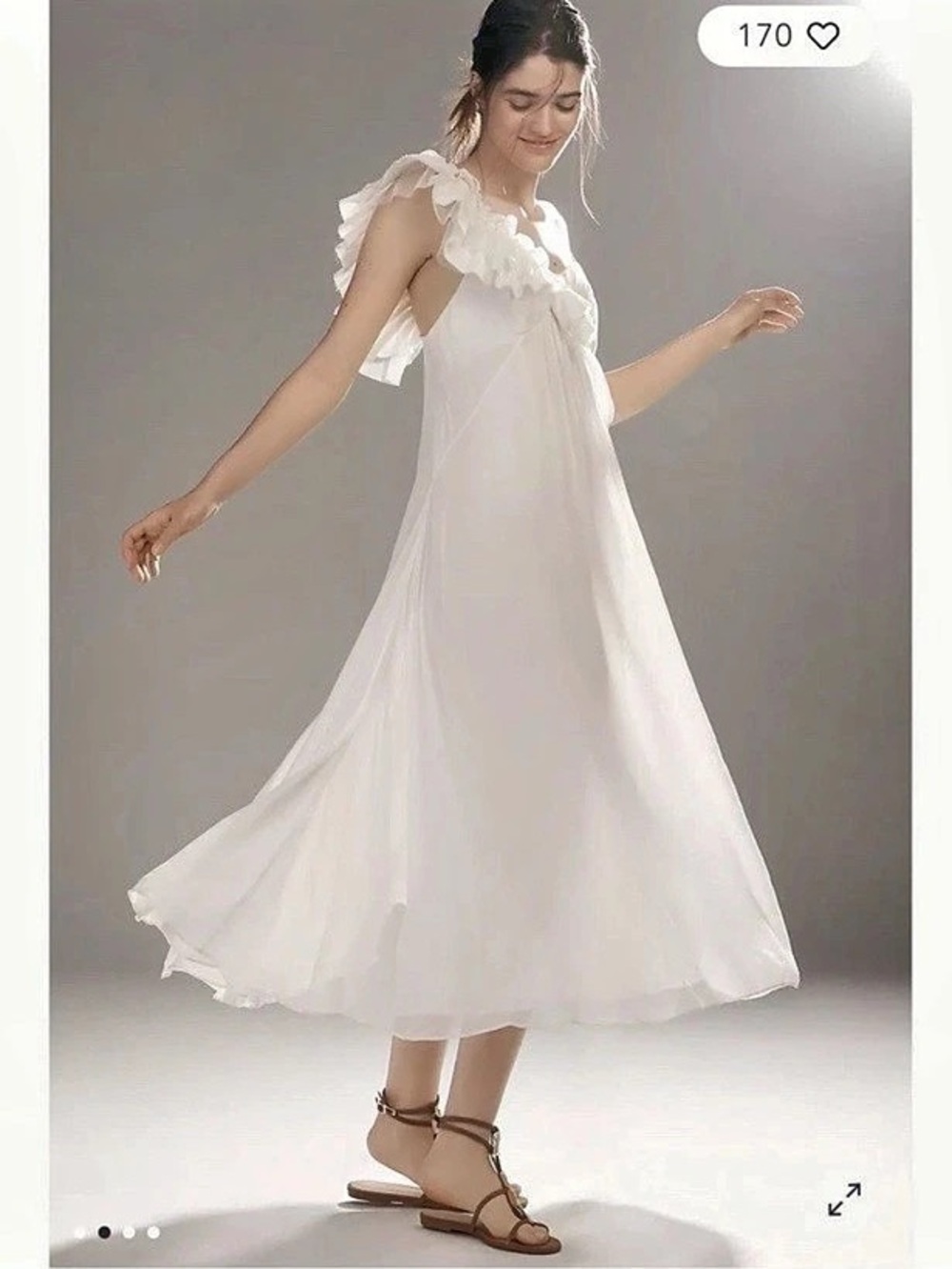 Anthropologie Let Me Be Asymmetrical Ruffle Midi Dress Bridal Ethereal White